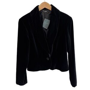 NWT Laura Ashley Vintage 90s Velvet Black Blazer Sz 8